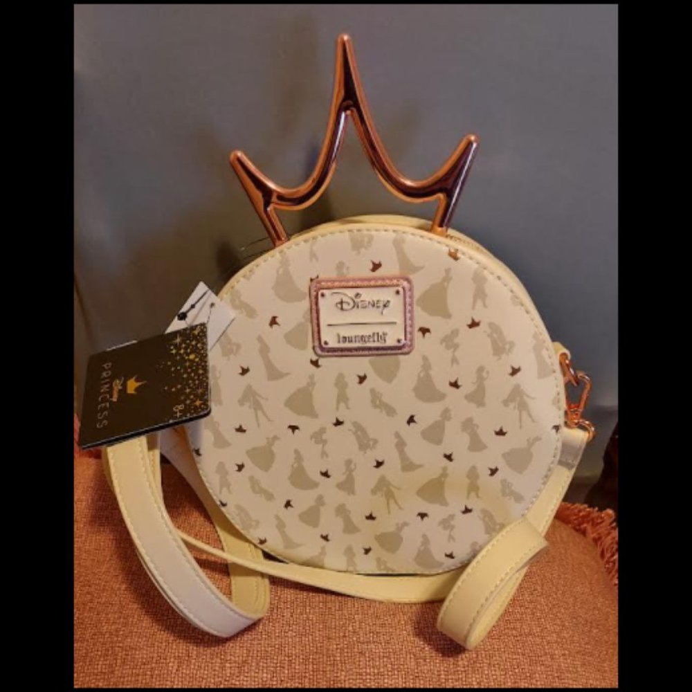 DISNEY LOUNGEFLY Ultimate Princess Celebration Crossbody Purse and Wallet.